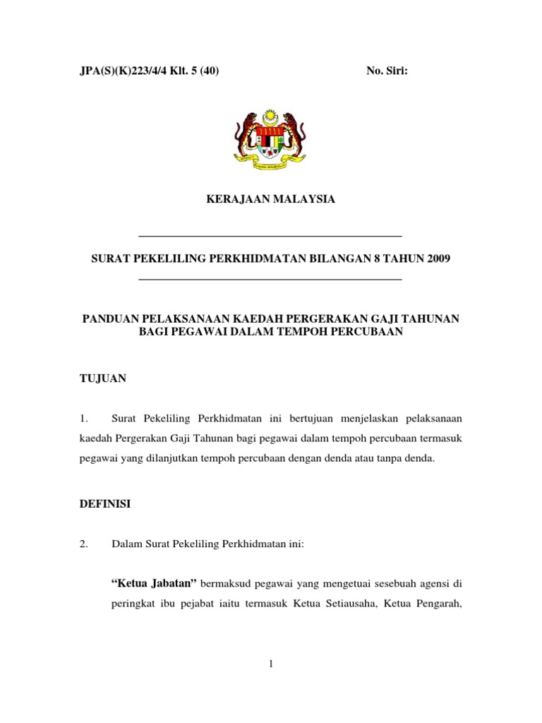 Surat Pekeliling Bil 8 Tahun 2009