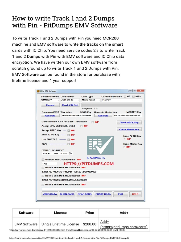 How To Write Track 1 and 2 Dumps With Pin PitDumps EMV Software PDF