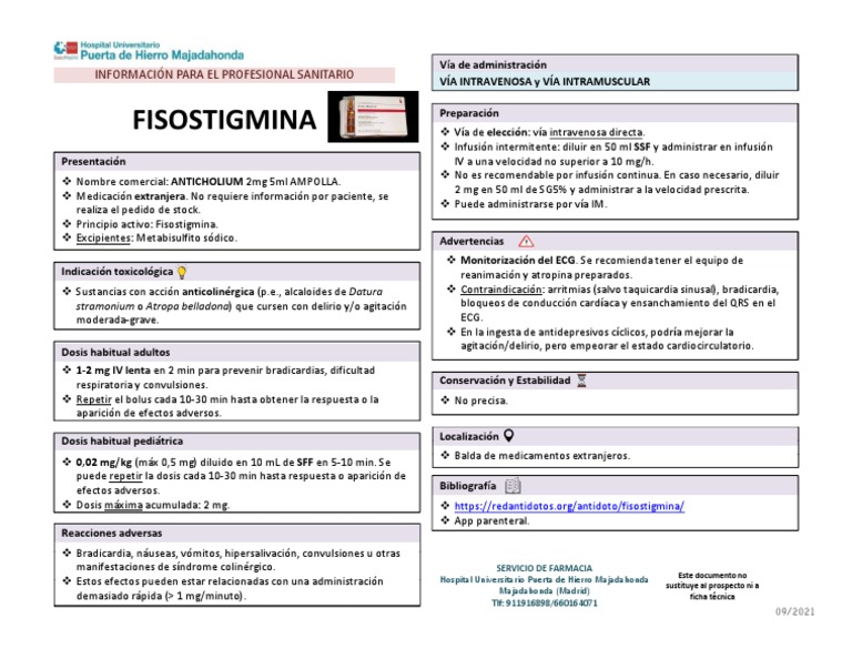 Fisostigmina PDF Medicina CLINICA Farmacia