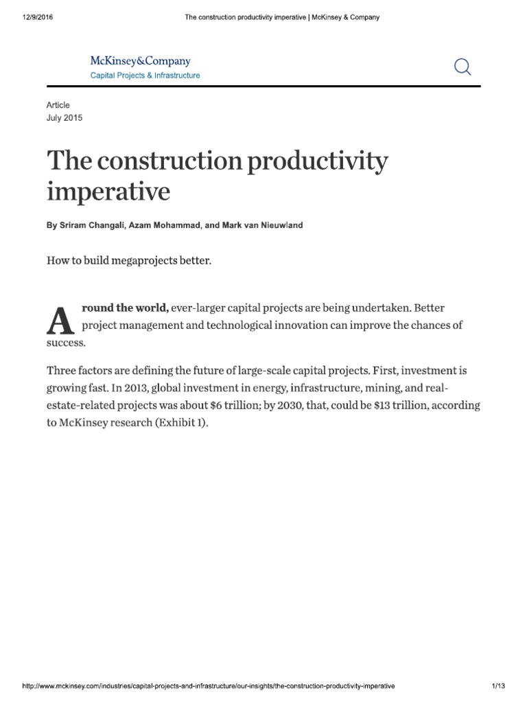 The Construction Productivity Imperative - McKinsey & Company | PDF