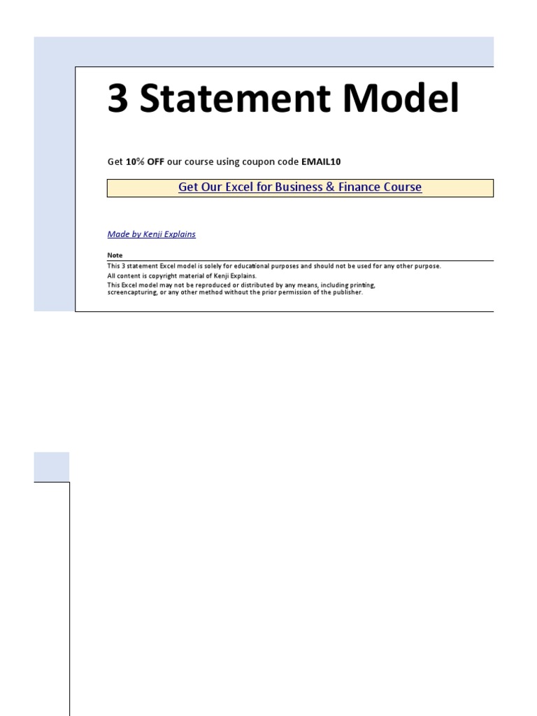 Start File 3 Statement Model - v2 | PDF | Equity (Finance) | Debt