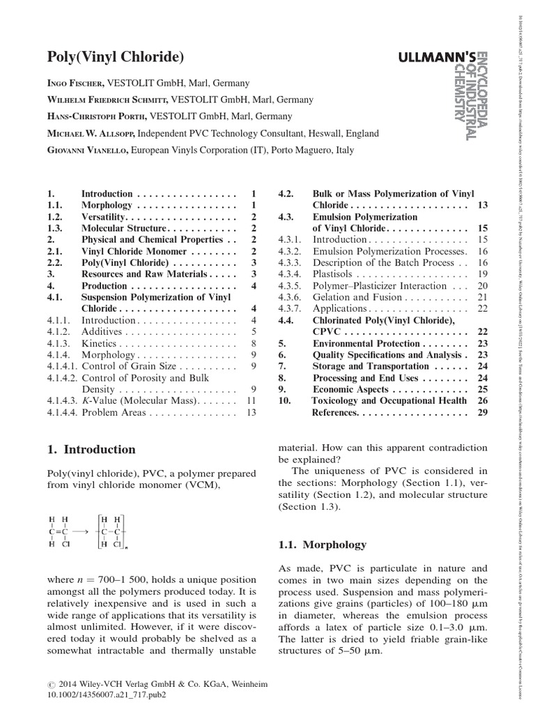 Ullmann S Encyclopedia of Industrial Chemistry 2014 Fischer Poly