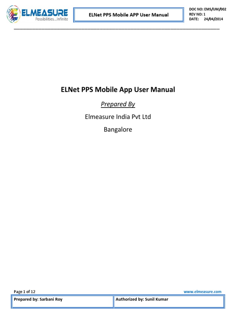 ELNet PPS Mobile App User Manual | PDF | Login | Mobile App
