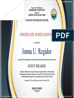 Certificate of Recognition For Guest Speaker 2021