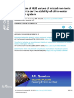 Evaluation of HLB Values of Mixed Non-Ionic Surfactants On The Stability of Oil-In-Water Emulsion System