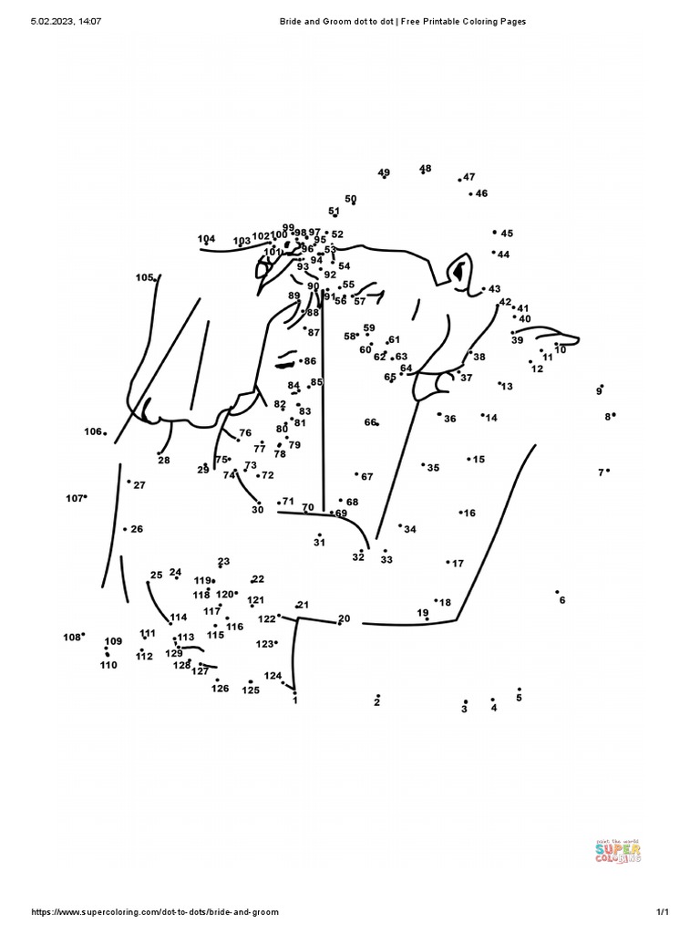 Bride and Groom Dot To Dot - Free Printable Coloring Pages | PDF