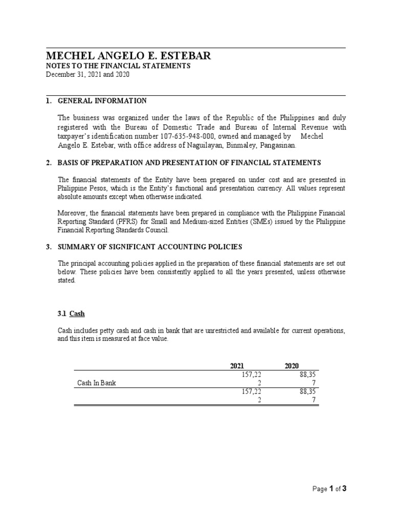 Notes To FS | Descargar gratis PDF | Revenue | Expense