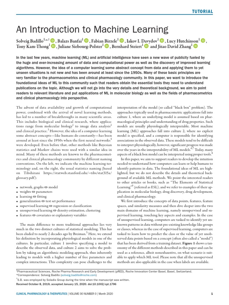 An Introduction To Machine Learning | PDF | Machine Learning | Cluster ...