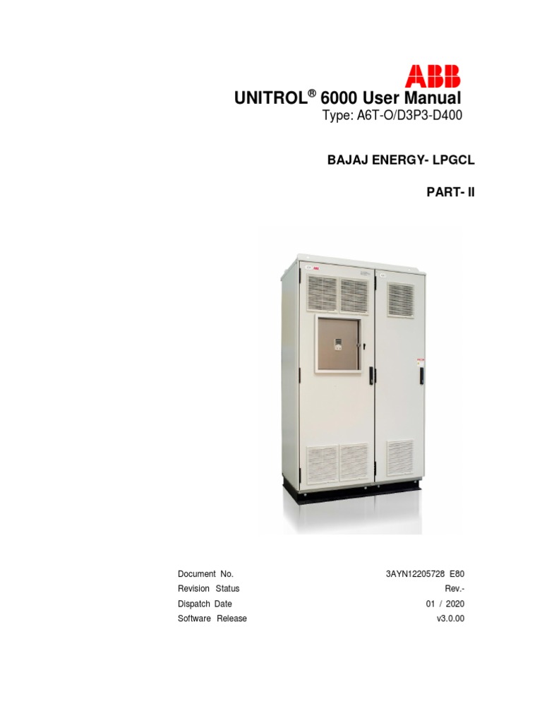 UNITROL 6000 Medium User Manual PART II PDF Transformer
