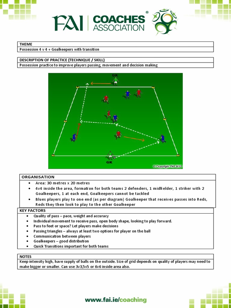 4 V 4 + Goalkeepers Possession With Transition PDF