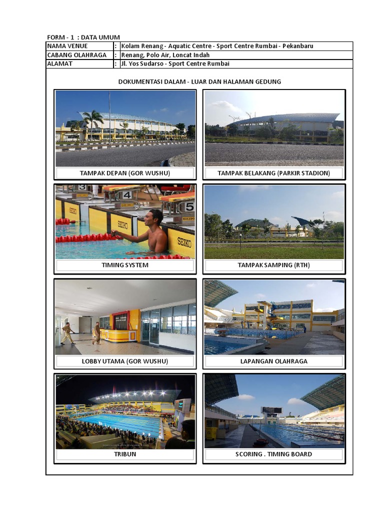 Data Umum Venue Stadion Aquatic Centre Rumbai | PDF