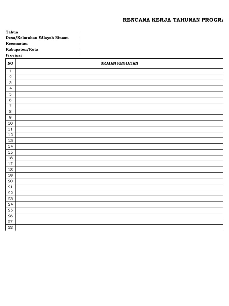 Rencana Kerja Tahunan Pdf