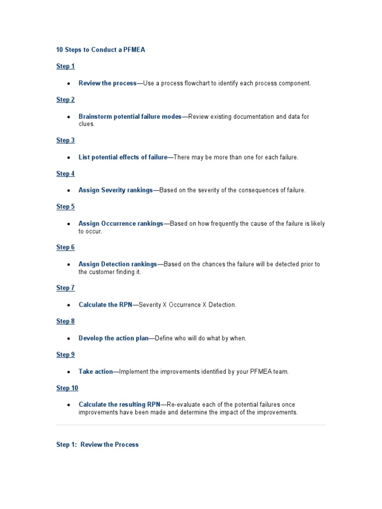 10 Steps To Conduct A PFMEA | PDF | Computing | Systems Science