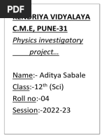 Kendriya Vidyalaya C.M.E, PUNE-31: Physics Investigatory Project