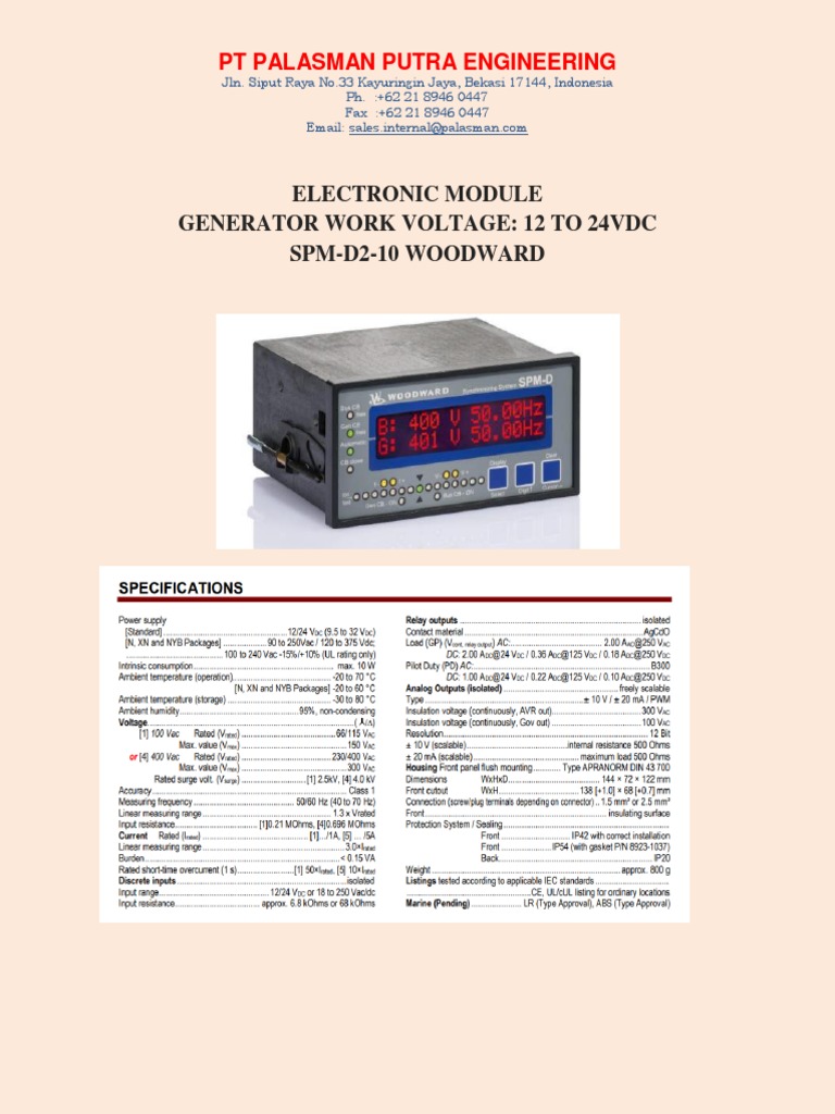 Woodward Electronic Module Specifications | PDF