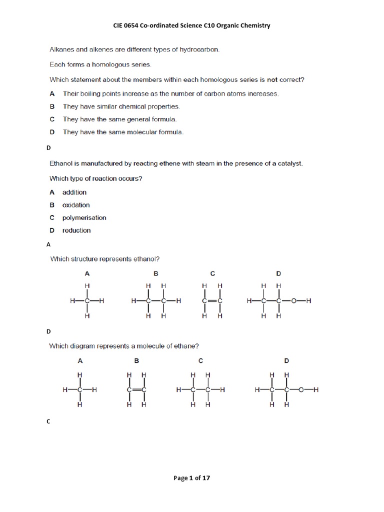 CIE 0654 Organic Chemistry Guide | PDF | Chemistry | Organic Chemistry