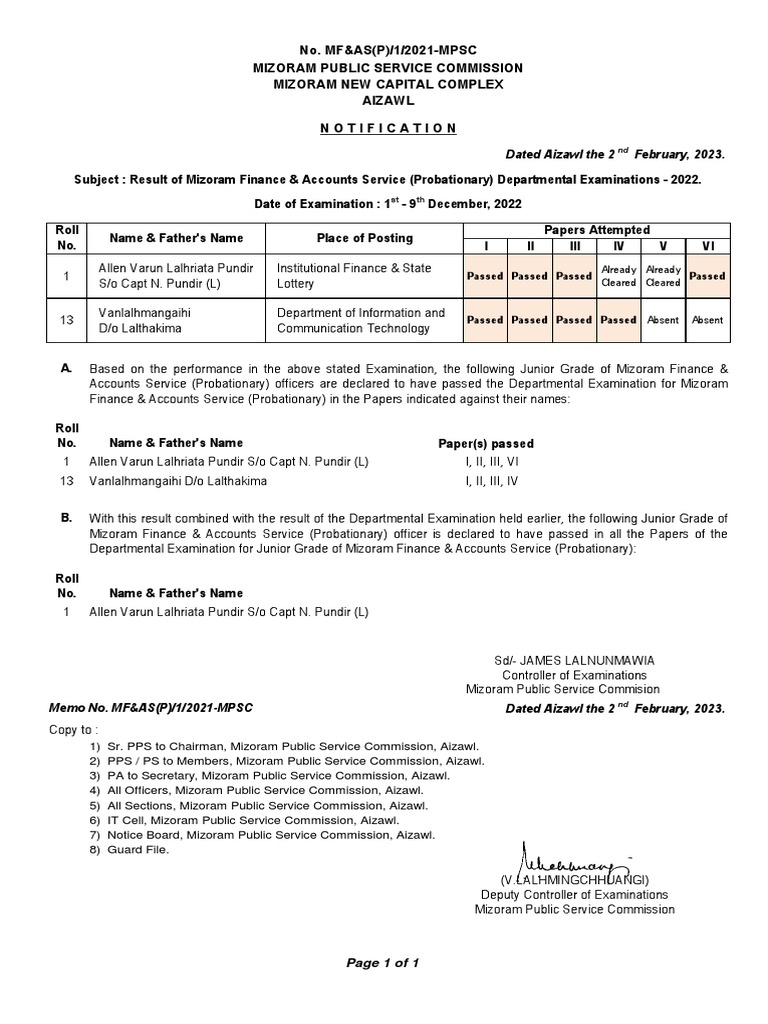 MF&AS Exam Results - February 2023 | PDF