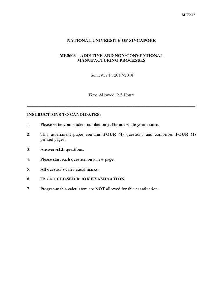 1718sem1 Me5608 | PDF | 3 D Printing | Physical Sciences