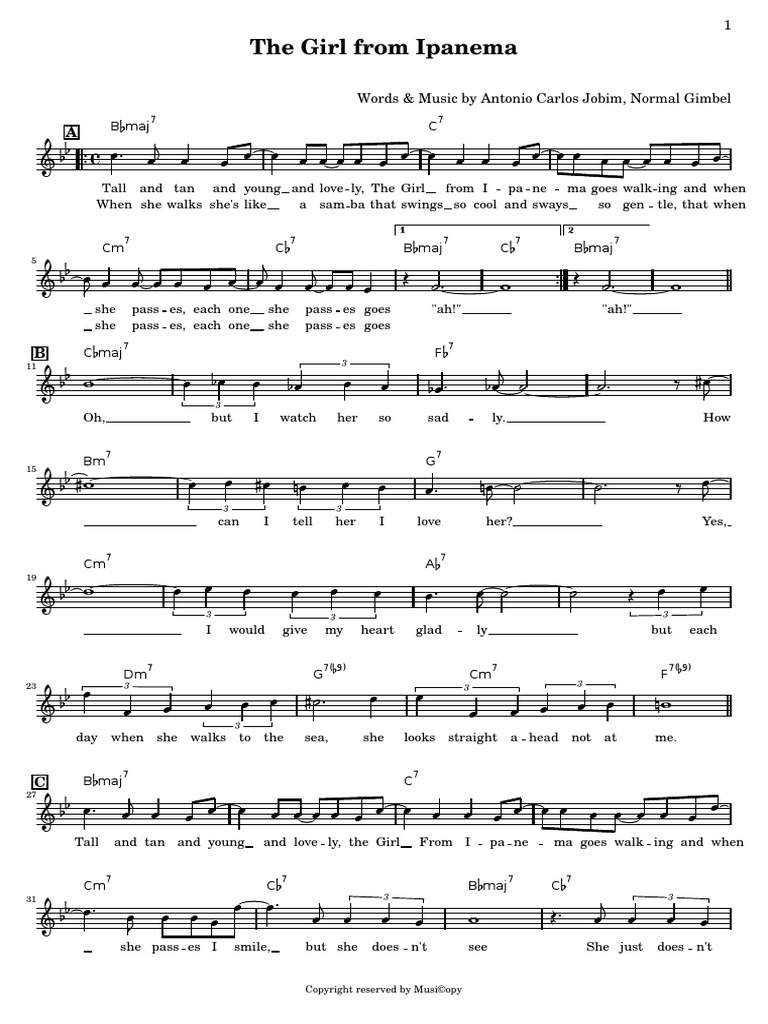 Antonio Carlos Jobim Normal Gimbel The Girl From Ipanema Pdf
