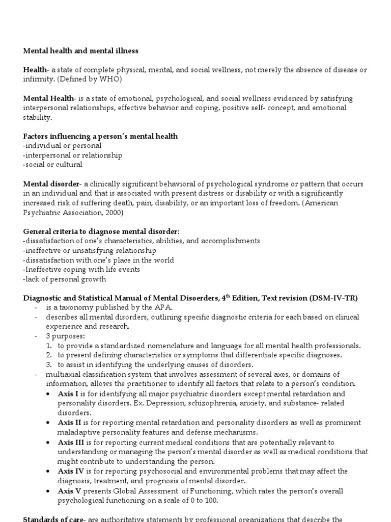 Understanding Mental Health Criteria | PDF | Mental Disorder | Id