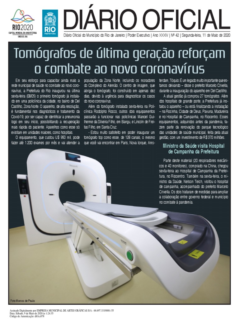 Inauguração de Tomógrafo em Del Castilho PDF Impostos Rio  
