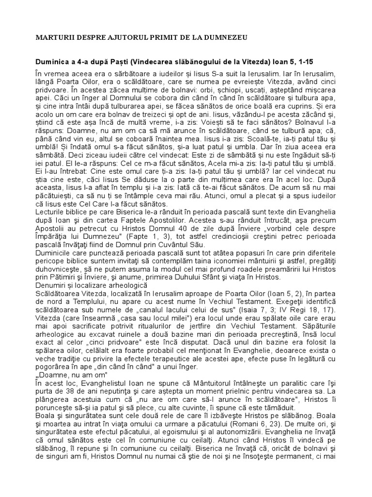 Marturii Despre Ajutorul Primit de La Dumnezeu | PDF