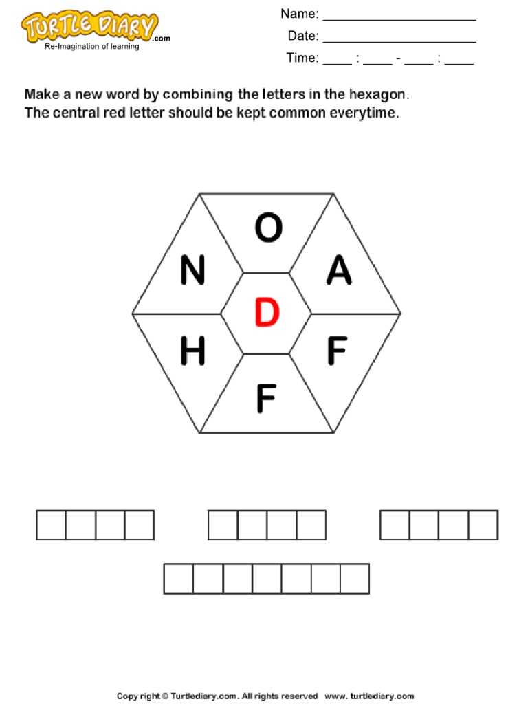 Make Words Using Letters o A F F H N D PDF