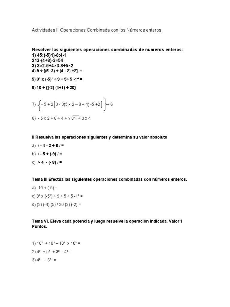 actividades-ii-operaciones-combinada-con-los-n-meros-enteros-pdf