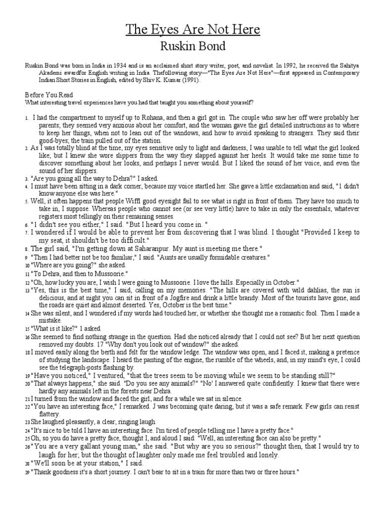 The Eyes Are Not Here Ruskin Bond PDF