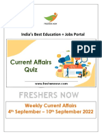 India’s Best Education + Jobs Portal Weekly Current Affairs 4th September – 10th September 2022
