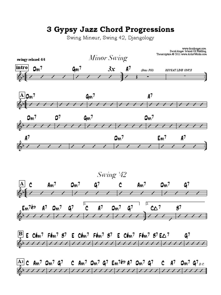 Gypsy Jazz Chord Progressions PDF Jazz Harmony