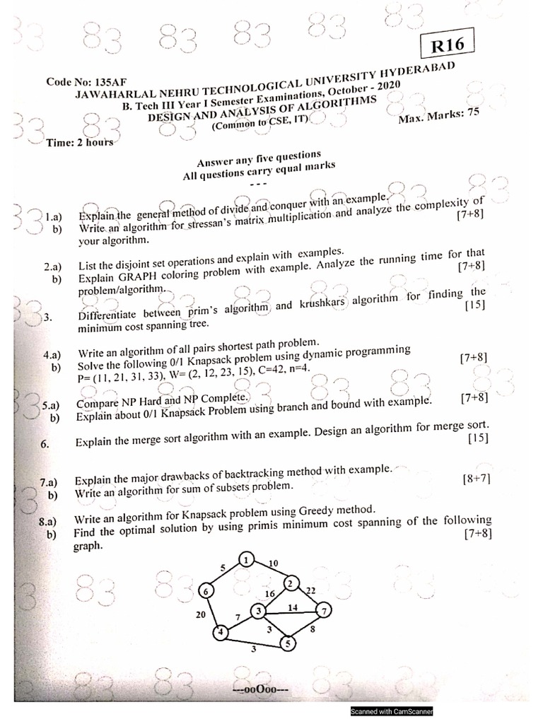 DAA Previous Question Papers | PDF