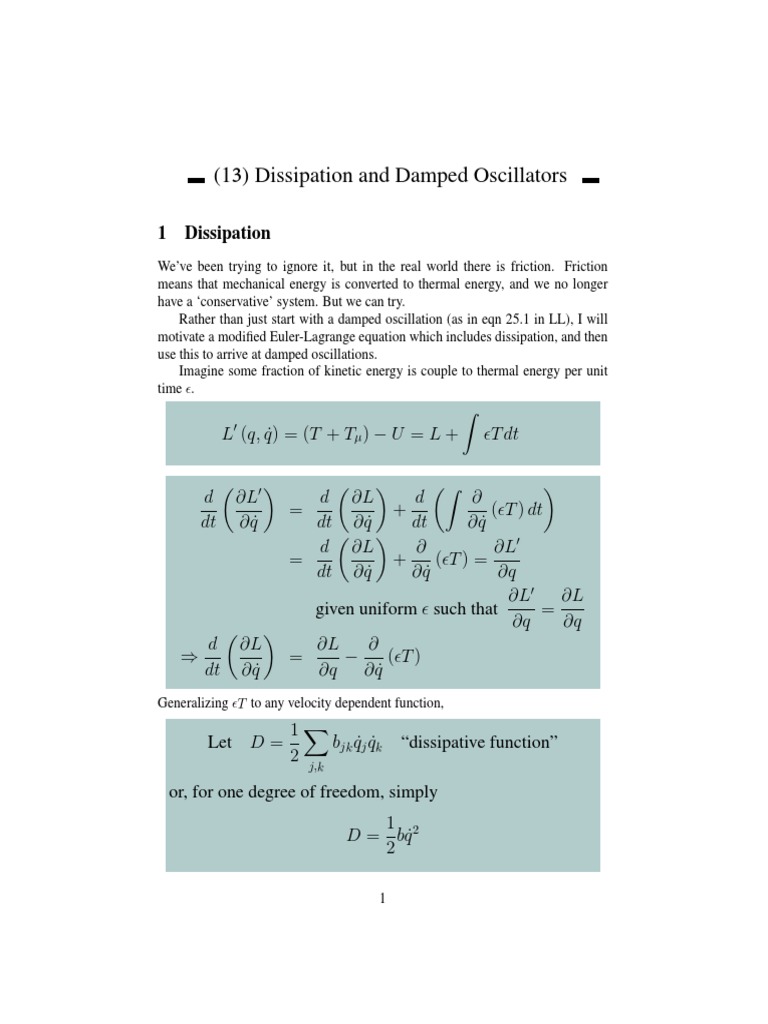 MIT8 223IAP17 Lec13 Damped Oscilations PDF Damping Oscillation