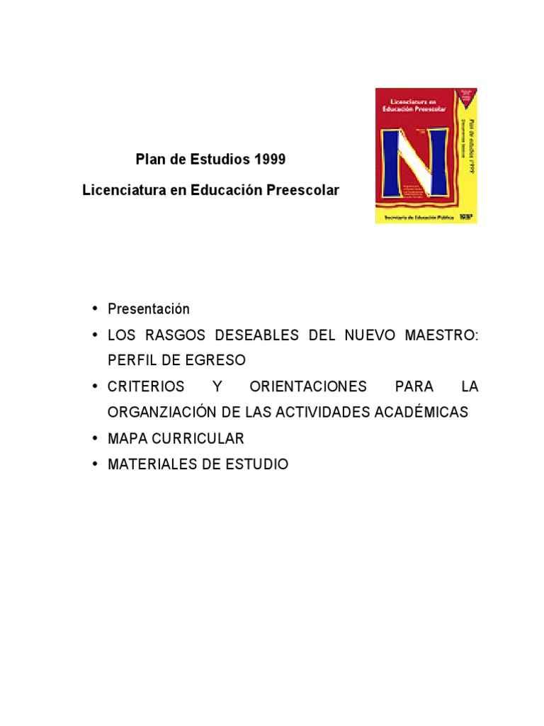 Plan de Estudios 1999 - Eneg | PDF | Educación de la primera infancia ...