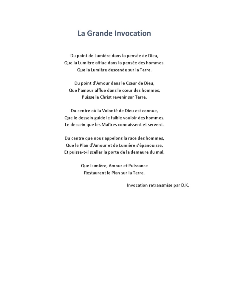 La Grande Invocation PDF