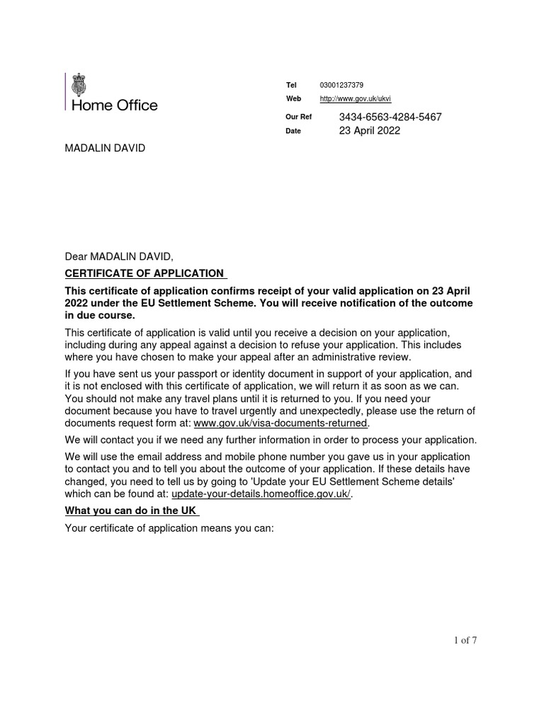 UK Immigration Status Certificate Guide | PDF | Identity Document ...