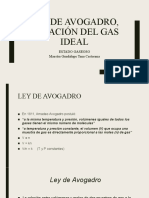Ley de Avogadro, Ecuación Del Gas Ideal