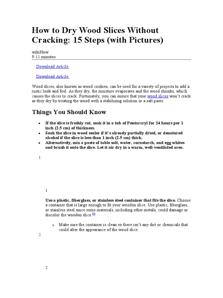 How To Dry Wood Slices Without Cracking PDF Ethanol Wood