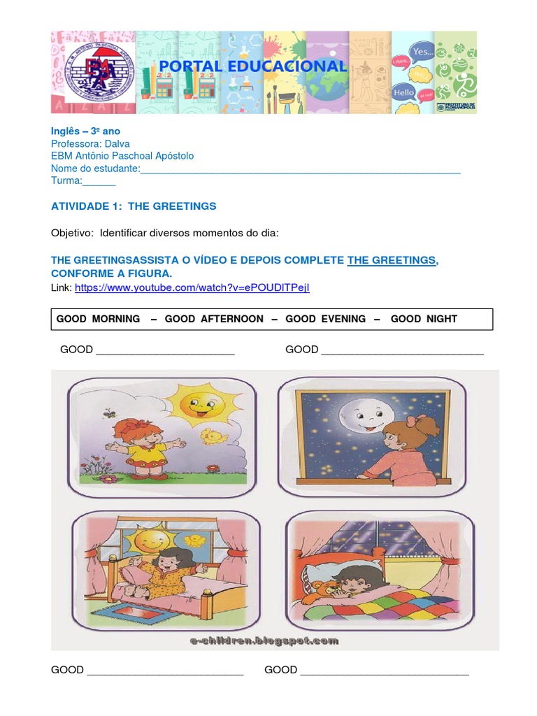 Atividade GREETINGS 3 Ano | PDF