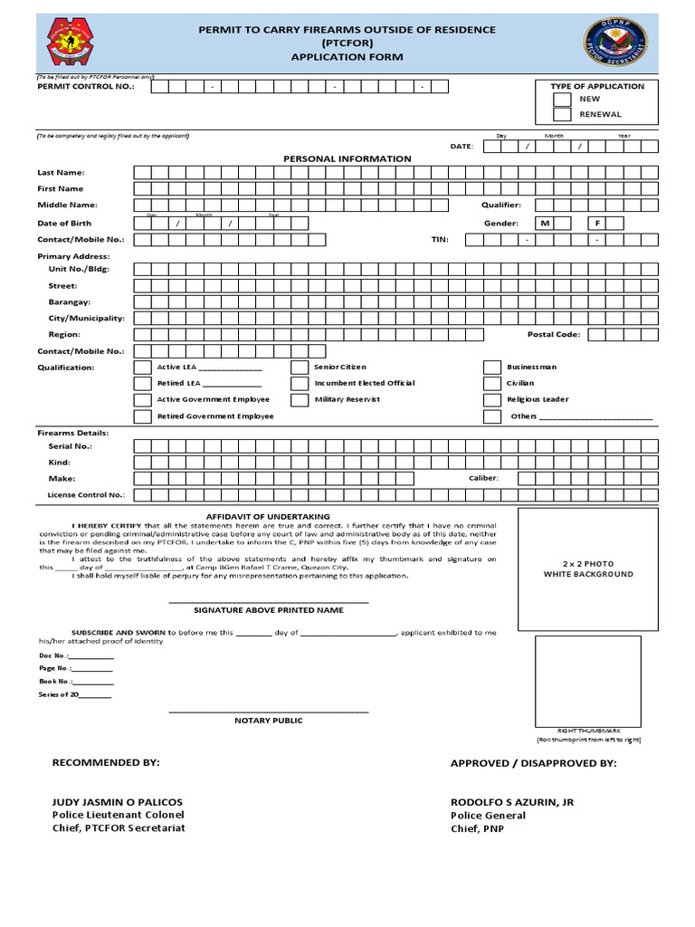 Ptcfor Application Form 2 PDF Government Justice