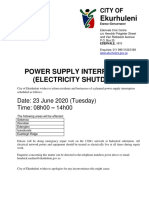 Power Interruption Notice (Industrial Sub)