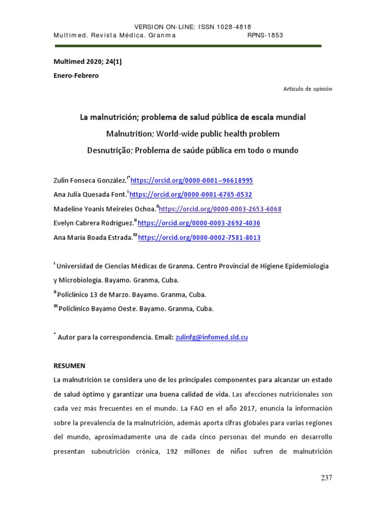 La malnutrici n problema de salud p blica de escala mundial1028 4818