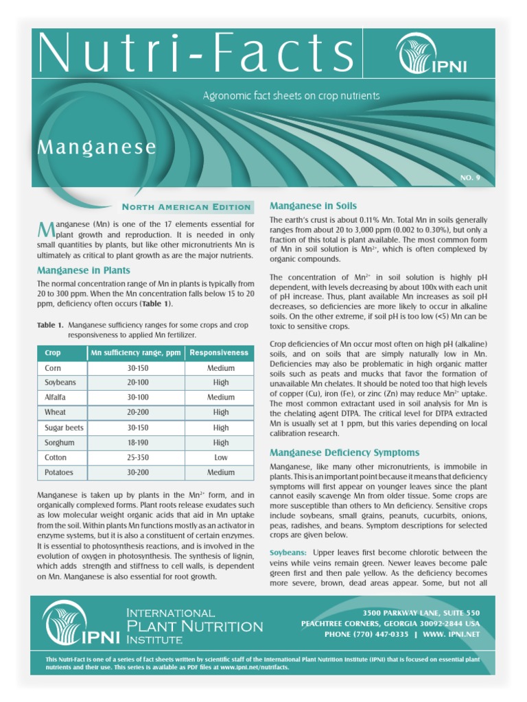Manganese NutriFacts PDF Manganese Plant Nutrition