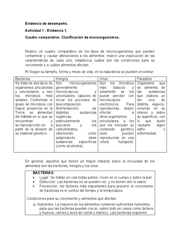 Clasificación de Microorganismos | PDF | Microorganismo | Alimentos
