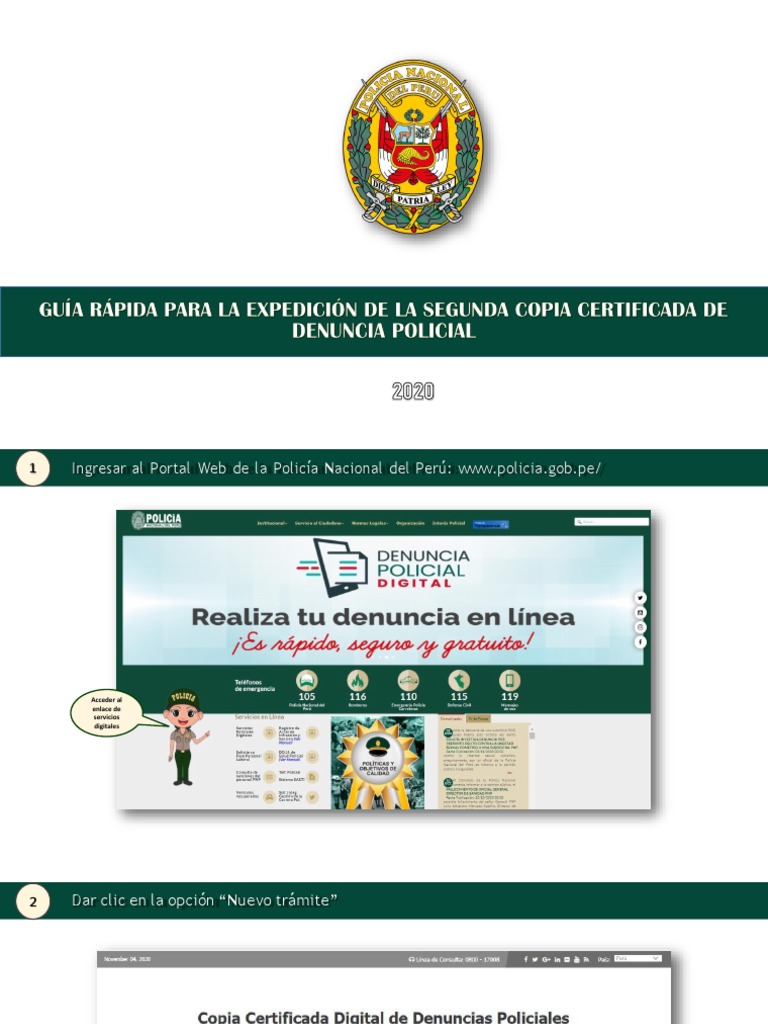 Guia Rapida para La Emision de Copia Certificada Digital de Denuncias