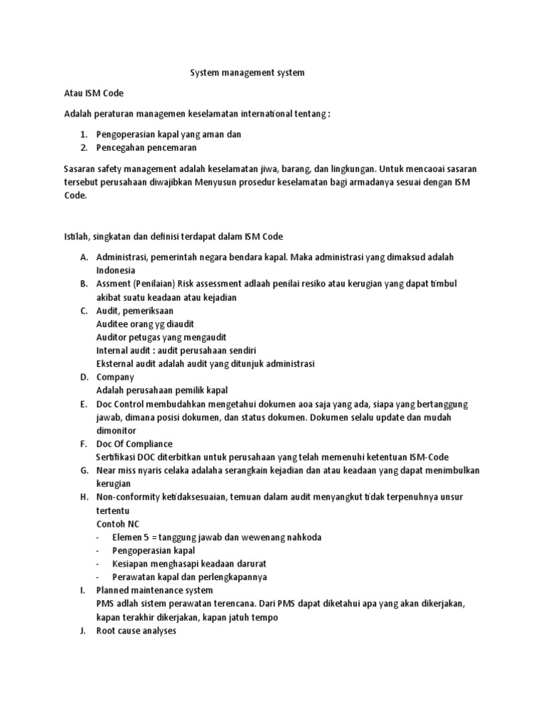 SMS Atau ISM Code | PDF