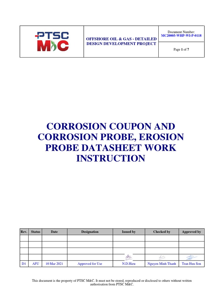 Corrosion Probe & Coupon Datasheet Guide | PDF | Pipe (Fluid Conveyance ...