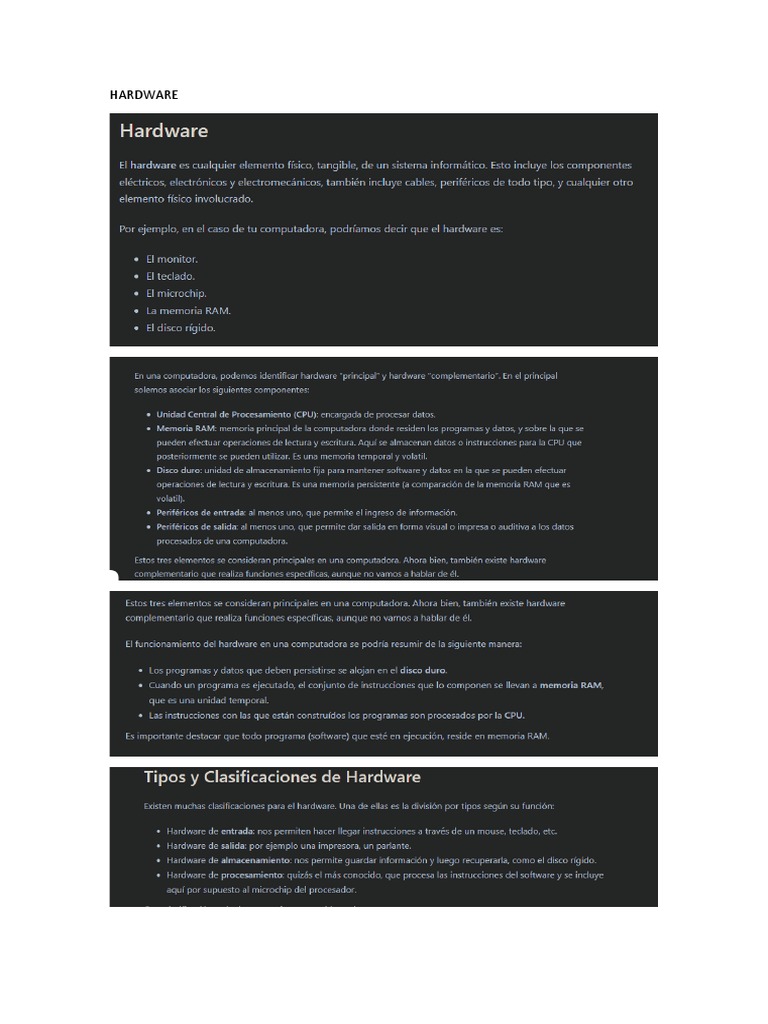 Clasificación de Hardware y Software | PDF