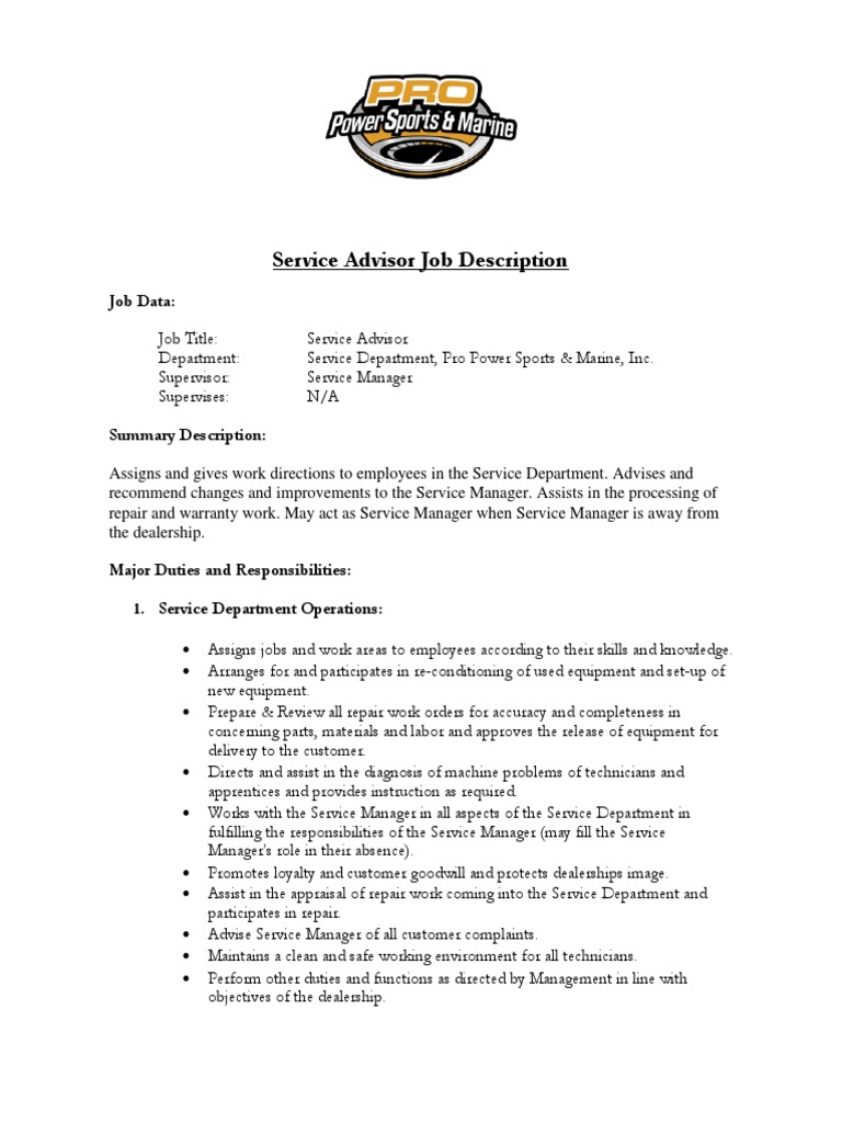 Service Advisor PDF Business