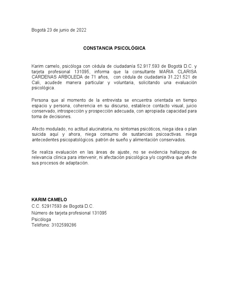 Constancia Psicologica | PDF